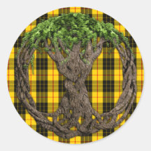 Clan MacLeod Tartan And Celtic Tree Of Life Round Sticker
