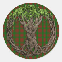 Clan MacQuarrie Tartan And Celtic Tree Of Life Round Sticker