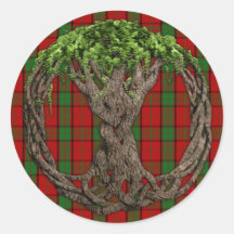 Clan Maxwell Tartan And Celtic Tree Of Life Round Sticker