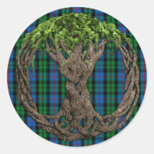 Clan Morrison Tartan And Celtic Tree Of Life Round Sticker