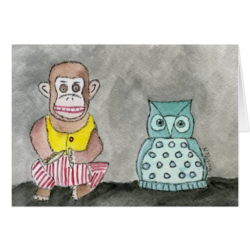 Clapping Monkey and Night Owl Greeting Cards