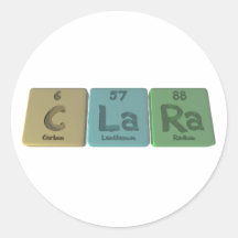 Clara as Carbon Lanthanum Radium Round Stickers