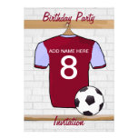 Claret Soccer Jersey Birthday party invitations