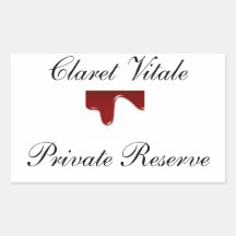 Claret Vitale Wine Label Rectangular Sticker