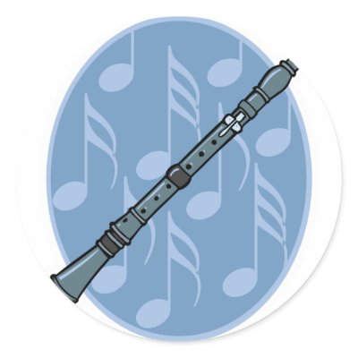 clarinet music note design round sticker by geekme