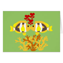 Clark's Anemone fish. Kissing blank card