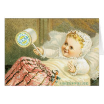 Clarks Baby with Spool Of Thread Greeting Cards