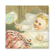 Clarks Baby with Spool Of Thread Fridge Magnets
