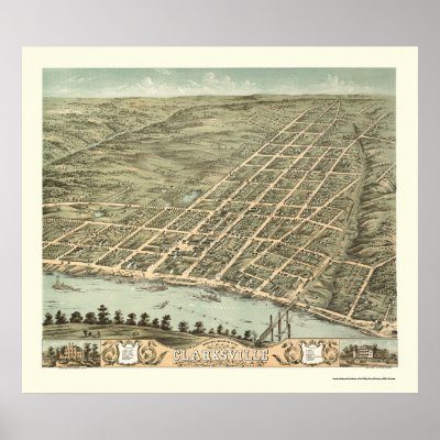 Clarksville, TN Panoramic Map - 1870 Poster by lc_maps