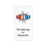 clashing boxing gloves address labels