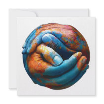 Clasped Hands Forming Planet Earth World Peace Announcements