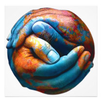 Clasped Hands Forming Planet Earth World Peace Photo Art