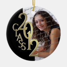 Class 2012 Graduation Photo Gold and Black Ornament