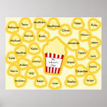 Class Names Popcorn Teacher Poster - Fits 30 Names