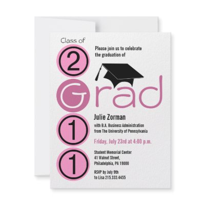 Class Of 2011 Graduation Invitation Cap185 Pink by cardzila