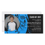 Class of 2011 Graduation Photo Card Neon Blue