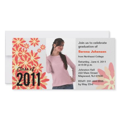 Class of 2011 Photo Card Orange Flower by cardzila