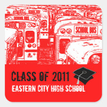 Class of  2011 School Bus Sticker Red