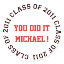 Class of 2011 school college graduation gift tag round stickers