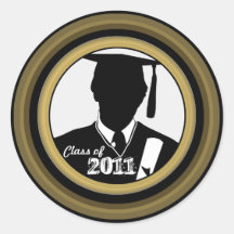 Class of 2011 Sticker Gown 3 Gold Boy