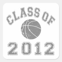 Class Of 2012 Basketball - Grey 2 Square Stickers