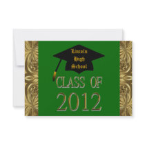 Class Of 2012 Gold & Green Graduation Invitations