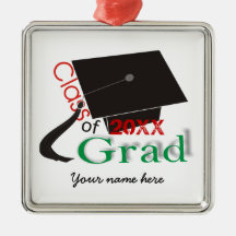 Class of 2012 Grad Graduation cap custom ornaments