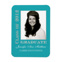 Class of 2012 Graduate Aqua Silver Photo Magnet