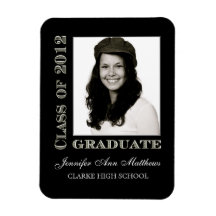 Class of 2012 Graduate Black Silver Photo Magnet
