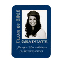 Class of 2012 Graduate Blue Silver Photo Magnet