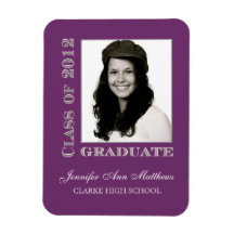 Class of 2012 Graduate Purple Silver Photo Magnet