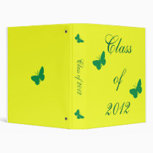 Class of 2012 - Green and Yellow Butterfly Vinyl Binders