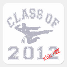 Class Of 2012 Kick-Ass - Grey 2 D Square Stickers