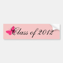 Class of 2012 - Pink Butterfly Bumper Sticker