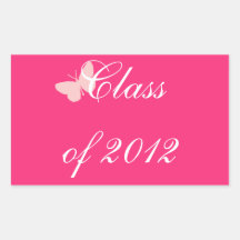 Class of 2012 - Pink Butterfly Rectangle Sticker