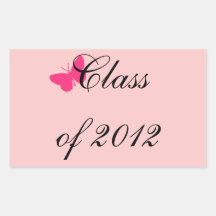 Class of 2012 - Pink Butterfly Rectangular Sticker