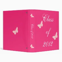 Class of 2012 - Pink Butterfly Vinyl Binders