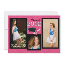 Class of 2012 Pink Damask Graduation Invitation