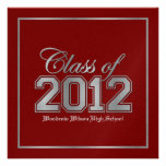 Class of 2012 Premium Red / Silver Graduation Custom Announcements