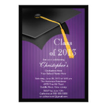 Class of 2013 Black Grad Cap Graduation Party Personalized Invitation