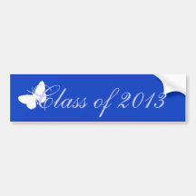 Class of 2013 - Blue Butterfly Bumper Sticker