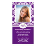 Class of 2013 Purple Damask Graduation Personalized Photo Card