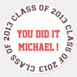 Class of 2013 school college graduation gift tag round stickers