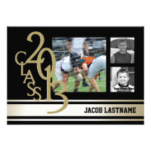 Class of 2013 Varsity Stripe Tri Photo Graduate Custom Invite