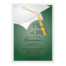 Class of 2013 White Grad Cap Graduation Party Card