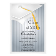 Class of 2013 White Grad Cap Graduation Party Invites