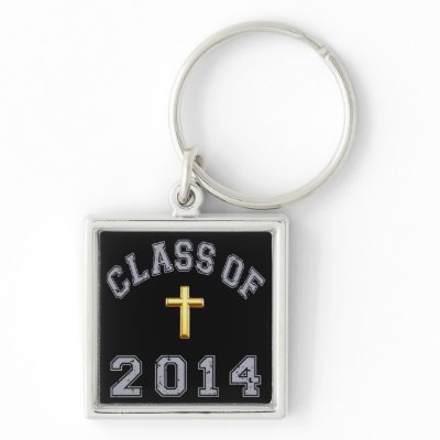 Class Of 2014 Christian Cross - Grey 2 Key Chains by TheLordIsMyShepherd
