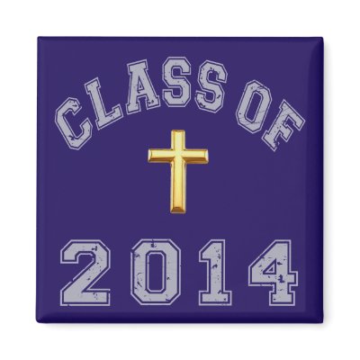 Class Of 2014 Christian Cross - Grey 2 Fridge Magnet by TheLordIsMyShepherd