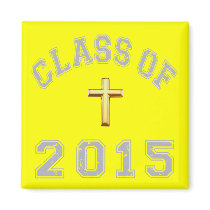 Class Of 2015 Christian Cross - Grey 2 Magnet
