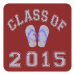 Class Of 2015 Flip Flop Grey - Blue 2 Square Sticker